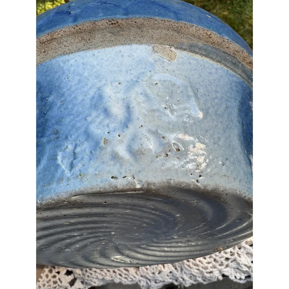 Primitive 1800's Salt‎ Glazed Farmhouse Mixing Bowl/Batter Bowl 9